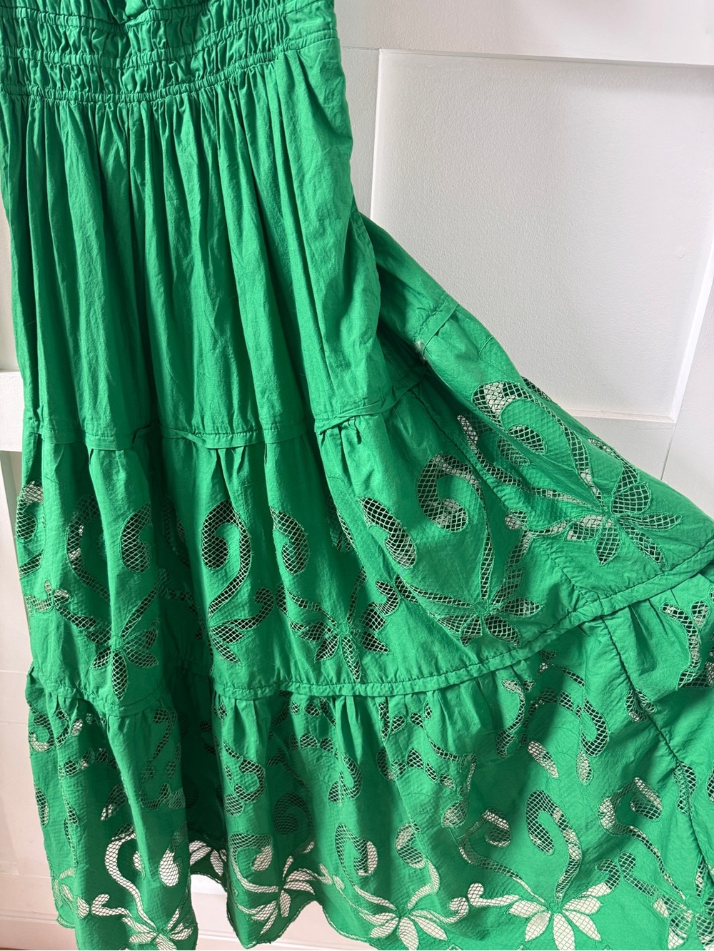 Anthropologie Maeve The Somerset Maxi Dress Eyelet Kelly Green, S/M - Picture 12 of 14